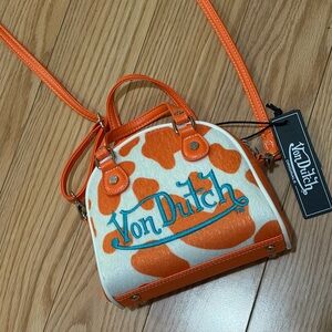 Von Dutch Orange and White Mini Bag